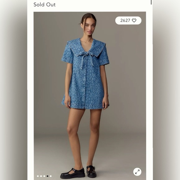 Damson Madder. Goldie Dress Denim Leopard Laser NEW W/TAG Sold out Size 4 - Picture 6 of 7